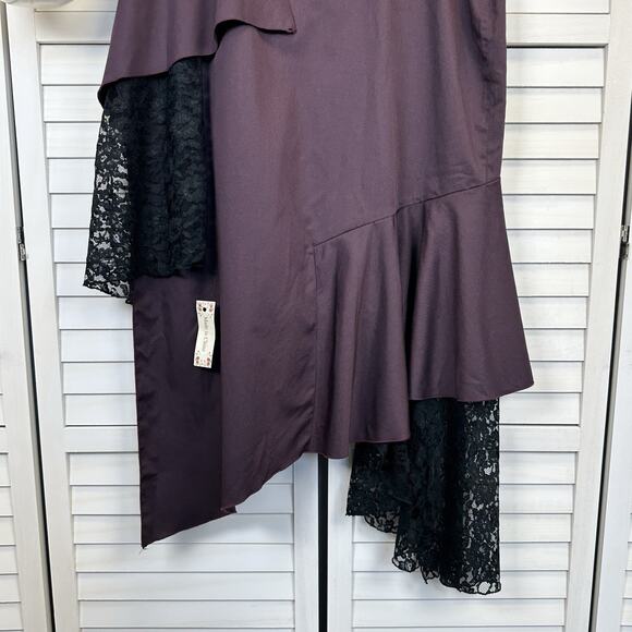 New Dracula Clothing Steampunk Wrap Skirt Purple Black Tier Ruffle Lace Size 16 - Picture 7 of 9